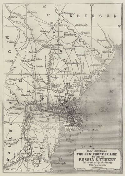 Map Showing the New Frontier Line Between Russia and Turkey as Settled by the Treaty, 30 March 1856 by John Dower